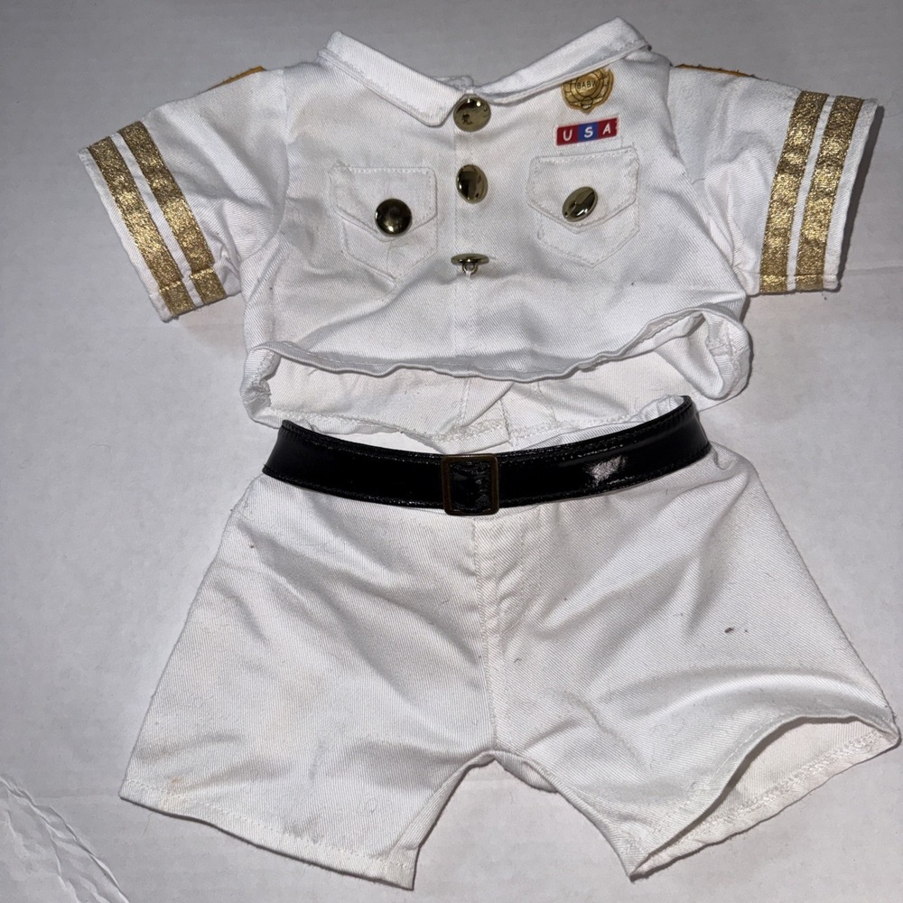 Build a Bear Plush US Navy Officer Dress Whites Sailor Uniform